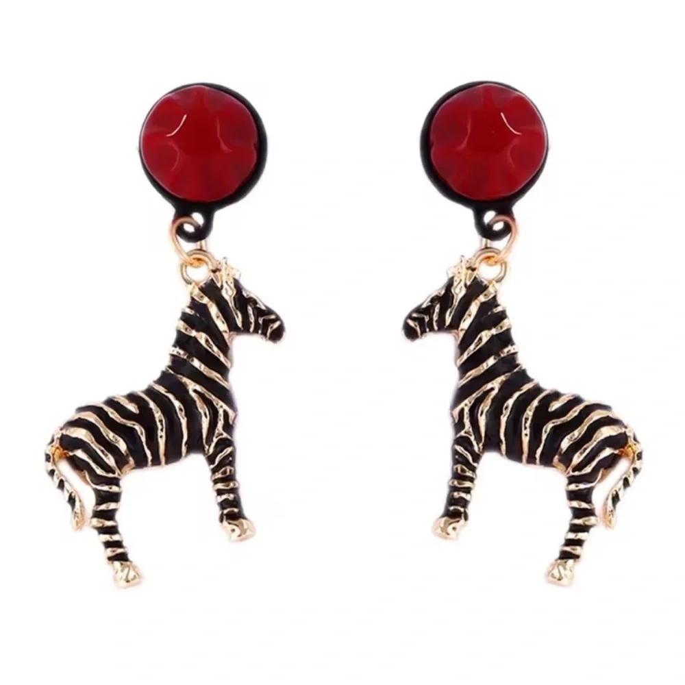 Maison Zebra Rouge Sculptural Enamel Safari Earrings